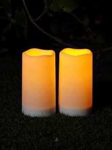 1/2 piezas Velas solares sin llama,luces de vela solares impermeables para exteriores, solo sensor, del anochecer al amanecer, velas pilar de 3" x 6", decoración para fiesta al aire libre, decoración del hogar, decoración para bodas, fiestas festivas, lámparas de velas falsas para cumpleaños, graduación, Día de la Madre, San Valentín - luz blanca cálida - Ver 4