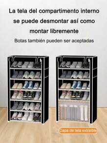 1pc Shoe Rack Organizer 3/4/5/6/8 Tiers, Multi-Tier Metal Shoe Rack, For Entryway, Porch, Patio, Bedroom And Living Room; Durable, Easy To Assemble, Adjustable, Compact Design For Various Room Types, Portable Storage Furniture - Black - View 8