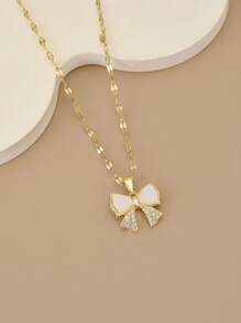 1pc Fully Rhinestone Encrusted Butterfly Stainless Steel Luxury Necklace For Women