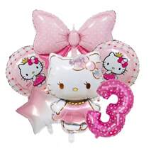 Sanrio Number Balloon Set,  Cute Birthday Package Decorations,  Cartoon Foil Balloon, Digital Printed Balloons,  Birthday Party Decor Balloon Set,  Pink Cute Theme Party Balloon Decoration Combo,  Room Wall Background Creative Decoration