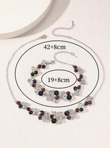 2pcs Luxury Rhinestone Jewelry Set, Necklace Set With Gift Box, Gift, Couple Gift, Gift For Mom, Wedding Gift, Party Gift, Valentine's Day Gift Box - Multicolor a - View 3