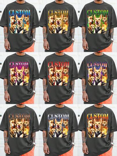 Customizable Men's T-Shirt, Personalized Photo Print Men's T-Shirt, Pet Shirt, Vintage 90s Pattern Shirt, Bootleg Dog Shirt, Customized Bootleg Rap Dog T-Shirt, Personalized 90s Bootleg Shirt, Customized Bootleg T-Shirt Ornamental,Dawg Stylish,Fashion,Hipster,Contracted,Easy Costume,Modest Fashion,Minimal Chic,Casual Custom,Unique,Personalized Ideal Gifts For Him Family,Boyfriend,Friends,Children,Gymboy