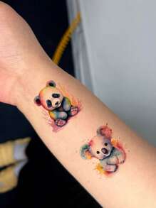 10 件临时纹身套装，可爱彩色卡通动物图案，适用于手腕、手臂、身体，防水假纹身贴纸 - 彩色 - 查看 5