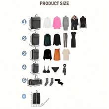 6 Piece Cube Travel Lightweight Luggage Packaging Storage Box Travel Accessories Expandable Storage Box Travel Essentials Set - Black - View 6