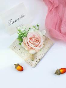 Hoa cài áo công chúa màu cam hồng thanh lịch điểm xuyết lá xanh trắng, hoàn hảo cho đám cưới và các sự kiện trang trọng, phù hợp cho chú rể, phù rể, khách mời, lễ hội, sự kiện trang trọng, Ngày Valentine. - Nhiều màu - Xem 8