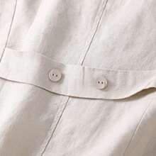 Women's Solid Color Tank Tops Linen Button-Down Sleeveless V-Neck Summer Casual Vest - White - View 7