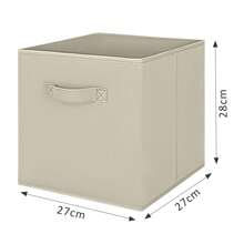 2Pcs Cube Storage Boxes 28x28x28cm Foldable Kallax Storage Cubes With Handles Collapsible Baskets Toy Bins Fabric Organisiers Containers For Kallax Unit Shelf - Beige - View 3