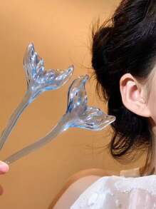 1/2pcs Fresh Vacation Style Clear Sea Blue Tail Hairpin New Simple And Versatile Hairpin Korean Ins Style Sweet Hair Accessories