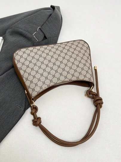 Borsa da donna a spalla con capacità ampia, con motivo floreale retrò, versatile e casual di moda