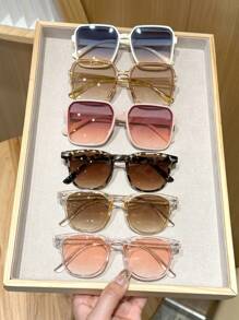 5-6pcs Women Geometric Frame Boho Elegant Modern Simple Style Fashion Glasses Combination For Outdoor Travel Driving Camping Street-Photography Accessories