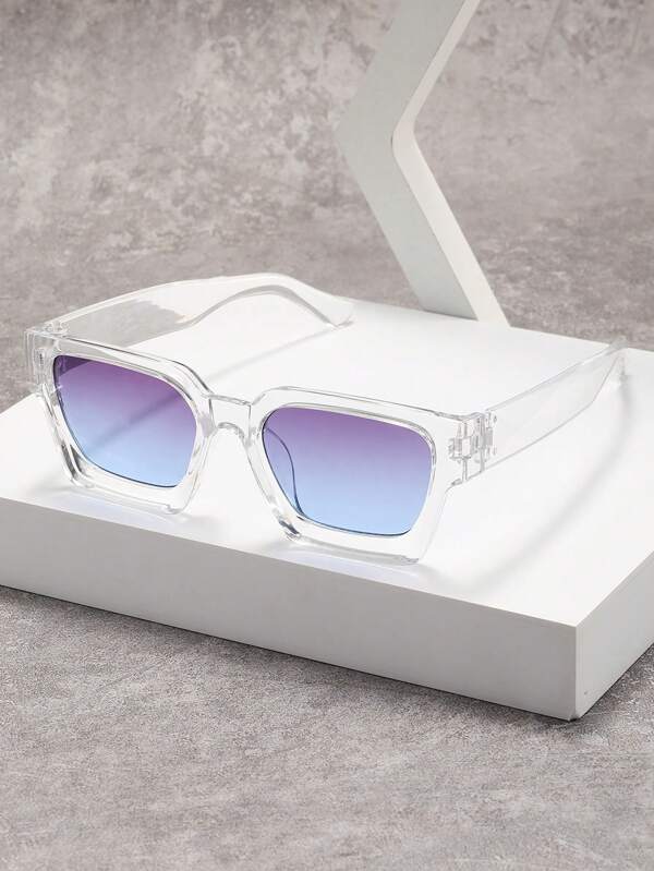 1 pièce Lunettes de mode transparentes en plastique à cadre géométrique pastel pour hommes. Accessoires d'été pour les vacances à la plage, les sorties en extérieur et les voyages