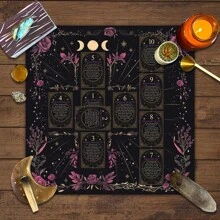 1pc Altar Cloth Tarot Reading Cloth Tarot Spread Cloth Celestial Altar Cloth Moon Gifts Moon Stars Witchy Tarot Cloth Party Table Cloth Party Games & Activities - Black - View 6