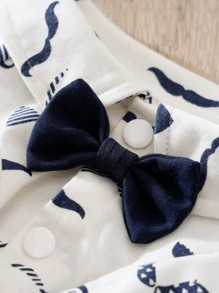 1pc Gentleman Style Mustache Print Pet Dog Costume - Black and White - View 5