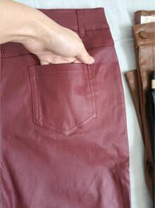 Women's Resin Elastane Pants - Burgundy - View 3
