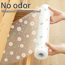 1 Roll Of Plastic Abrasion Resistant Waterproof Non-Slip Drawer Mat, Flower-Patterned, Moisture Proof, Dust Roll, For Kitchen Cabinets, Desk Protection, Refrigerator Lining