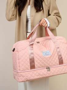 带有独立鞋隔层的极简主义旅行包、多功能瑜伽手提包、轻便健身包、干湿分离衣物收纳袋、可调节肩带，可手提、肩背或斜挎 - 彩色 - 查看 10