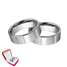 Pair Of Valentine's Rings Silver 6mm Straight Luxury Couple Love Dating Commitment - Bạc - Xem 1