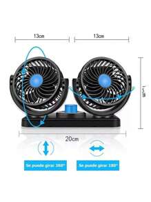 VENTILADOR DOBLE PARA CARRO - Negro - Ver 5