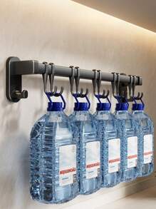 Appendiutensili da cucina, supporto da parete per utensili da cucina, set organizzatore e porta padelle e pentole con gancetti scorrevoli silenziosi, colore nero e grigio, adatto per cucina e ristorante