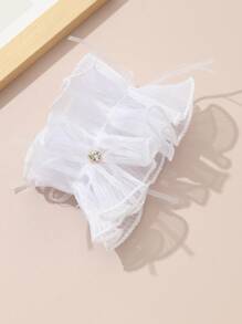 1pc Women's Fashion Elegant Oversized Crystal Bowknot Hair Scrunchie, Versatile Ponytail Band, Suitable For Daily Wear And Wedding Accessory - Multicolor - View 5