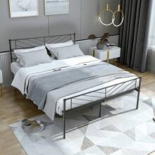 OYAJIA Black 3ft/4ft6/5ft For Single Double King Bed Frame Solid Metal Bed Frame Modern Style With Large Storage Space Black - Black - View 4