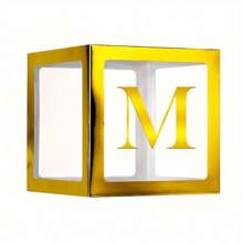Gold Balloon Boxes ,With Letters For B-A-B-Y Shower,1 Box With 1 Letter Or 1 Set Of 4Pcs Box And B-A-B-Y Letters,Party Shower Decorations For Birthday Party, Transparent Balloon Boxes Clear Blocks For Birthday Party, Bridal Shower, Gender Reveal,Balloon Box Decorations