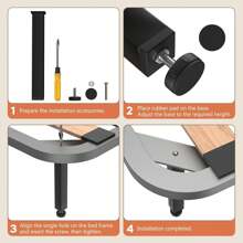 BriSunshine 4 Stück Bettstützbeine, Höhenverstellbare Metall Bettgestell Stützbeine, Bettgestell Lattenrost Stützbeine, Bettgestellfüße mit 4 rutschfesten Pads und Schraubendreher (25-27cm)