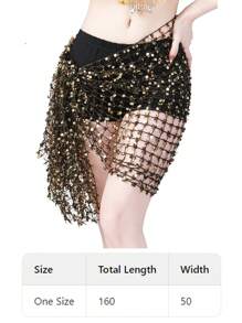 新款肚皮舞配饰亮片流苏肚皮舞臀巾女款肚皮舞腰带三角形/方形臀巾 - 彩色 - 查看 7