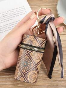 纸皮木质纹理口红盒圆筒时尚学生零钱包便携多功能配件复古女士钱包迷你钱包零钱包