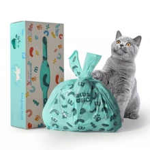 Bolsas para desechos de gato, bolsas para arena de gato con asa, 180 unidades, a base de almidón de maíz, extra gruesas y a prueba de fugas para recoger excrementos de mascotas