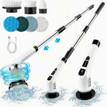 7 In 1 Electric Cleaning Brush, Electric Rotating Floor Brush, Cordless Electric Rotating Brush With 7 Replaceable Brush Heads And Adjustable Telescopic Handle For Floors, Bathrooms, Bathtubs And Tiles - White - View 12