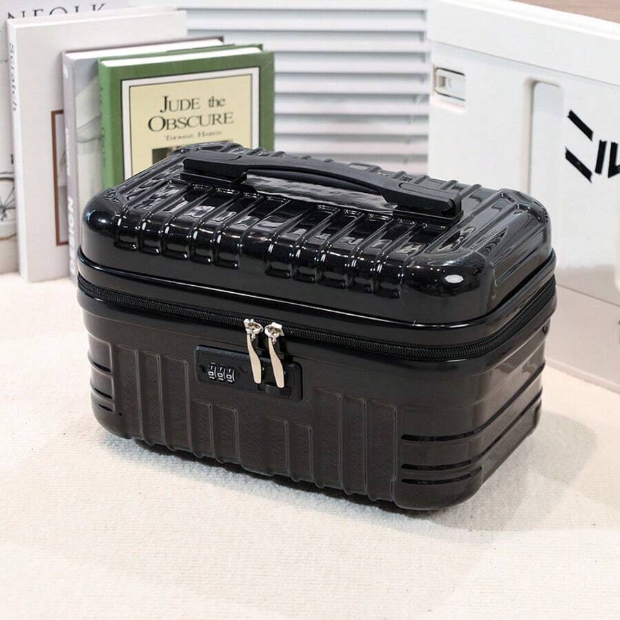 16-Inch Handheld Luggage Makeup Bag, Women Large Capacity Password Case, Waterproof Toiletry Cosmetic Organizer - Black - View 1