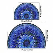 1pc Tile & Floral Pattern Carpet, Durable Non-Slip Entrance Mat, Luxury Semicircle Retro Style Floor Mat, Suitable For Indoor/Outdoor Use, Indoor Door Mat, Elegant Floor Decor