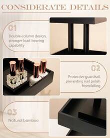 Homde Nail Polish Organizer 120-212 Bottles, 360 Rotating Nail Polish Rack Holder, Display Storage Shelf Fingernail Stand And Essential Oil, Gifts Women-,White - Black - View 4