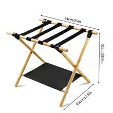Boho Chic Foldable Bamboo Luggage Rack | 2-Tier Storage For Shoes & Essentials | Minimalist Bedroom Organizer, Travel & Small Space Solution - Black - View 7