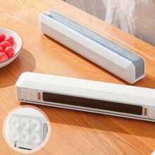 New Food Plastic Wrap Dispenser Cling Film Dispenser Cutter Saran Wrap Dispenser Aluminum Foil Parchment Paper Injector Kitchen Tool - White - View 3