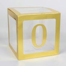 Gold Balloon Boxes ,With Letters For B-A-B-Y Shower,1 Box With 1 Letter Or 1 Set Of 4Pcs Box And B-A-B-Y Letters,Party Shower Decorations For Birthday Party, Transparent Balloon Boxes Clear Blocks For Birthday Party, Bridal Shower, Gender Reveal,Balloon Box Decorations