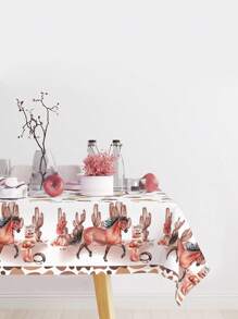 1Pc Western Cowboy Theme Party Tablecloth, 220*130cm Western Cowboy&Horse Printed Disposable Table Cover, Birthday Party Decoration, Home Decor, Baby Shower Gender Reveal Party Decor, Western Cowboy Theme Birthday Party Supplies, Table Decor, Table Cloth - Western Cowboy - View 2