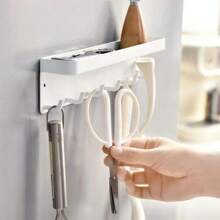 1 pieza Soporte magnético de pared para llaveros con 6 ganchos y bandeja, sin necesidad de taladrar