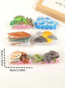 1 件变色龙、考拉、云朵、书形醋酸纤维发夹，可爱动物浣熊、发爪发饰，时尚礼物动物爪夹秋季配饰