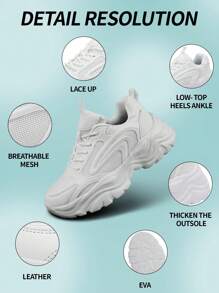 Sporty Front Chunky Sneakers For Women,Colorblock Leather Lace-Up Shoes Women Boots Women Lightweight Breathable Sneakers Women Shoes Outdoor Sports Shoes For Women Running Shoes Comfortable Casual Shoes For Women