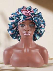 1pc Women's Double Layer Satin Hair Wrap, African Style Pattern, Home Decor & Hair Care - Multicolor - View 9