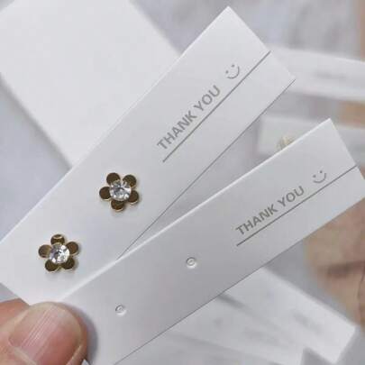 25/50/100Pcs Earring Presentation Cards With "Thank You" Printed On Them, Earring Classic White Jewelry Holder, Retail Packaging