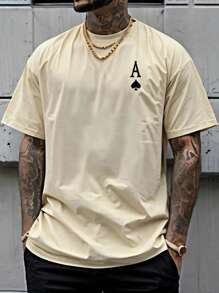 Ace Of Spades (SHIELD) AND (BACK) Oversized T-Shirt Men Women Cotton Reinforced Stitching Unisex StreetWear - 米色 - 查看 2