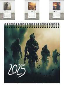 Calendario de pared espiral temático militar 2025 de 12 meses - 1 pieza - Como se muestra en la imagen - Ver 6