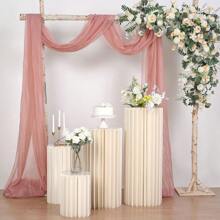 Efavormart 40" Ivory DIY Accordion Cylinder Cardboard Folding Pillar Pedestal Box Display Column Stand With Round Top Plate