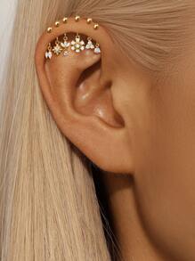 Piercing de cartilagem assimétrico em formato de estrela e bola de prata esterlina 925, joia para mulheres, uso diário, festa de casamento, noivado, aniversário, dia dos namorados