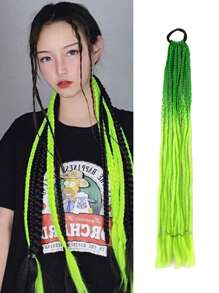 带橡皮筋的彩色辫子接发彩虹编织合成假发马尾辫发饰女孩假发派对角色扮演假发 - 彩色 - 查看 22