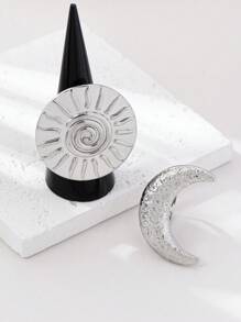 1 pieza Anillo de moda con forma de luna creciente dorada exagerada, apto para fiestas, festivales, celebraciones, Eid Al-Fitr