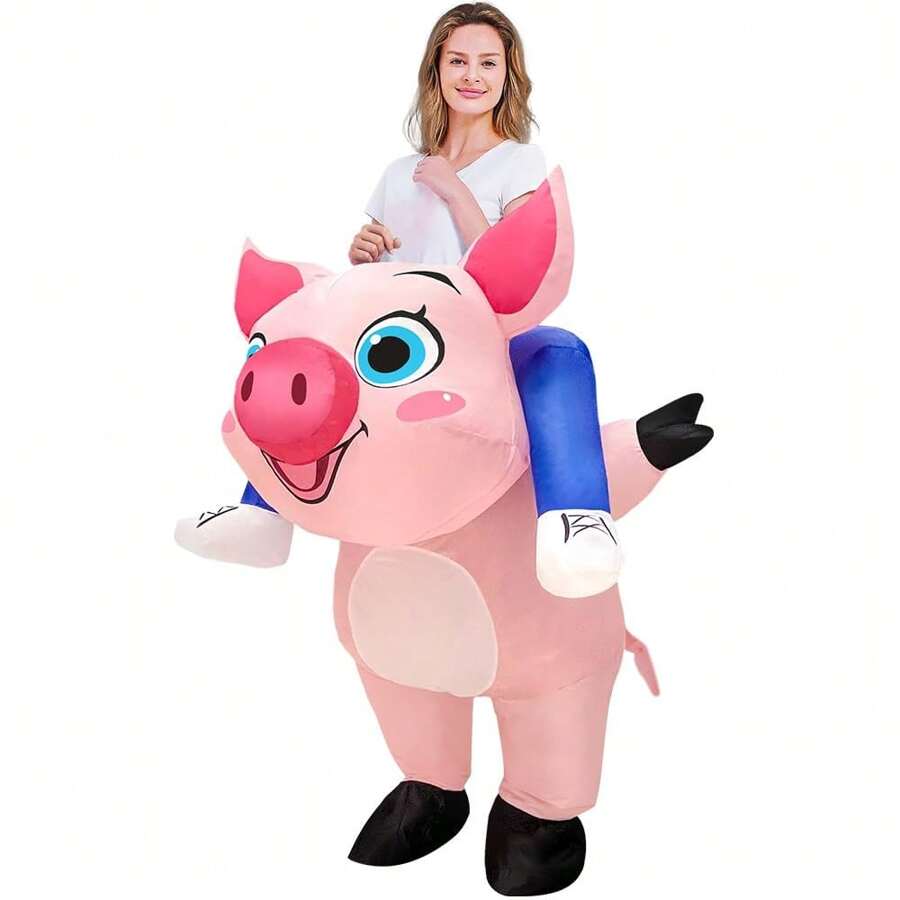 Disfraz inflable de cerdo para adultos, disfraces inflables para mujeres y hombres - Disfraz de cerdo montable para Halloween, carnaval, Navidad y fiestas, disfraces hinchables